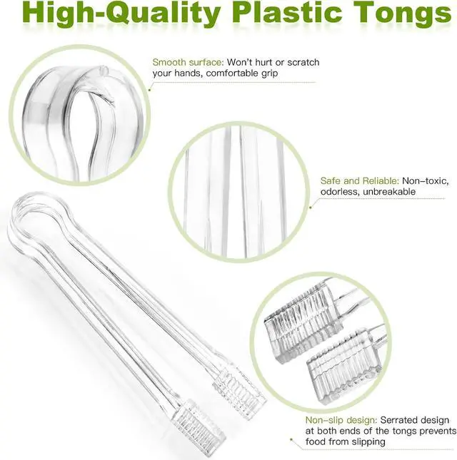 Alt view image 3 of 7 - Ninsula 12 PCS Plastic Serving Tongs, 6.3 Inches Disposable Clear Tongs