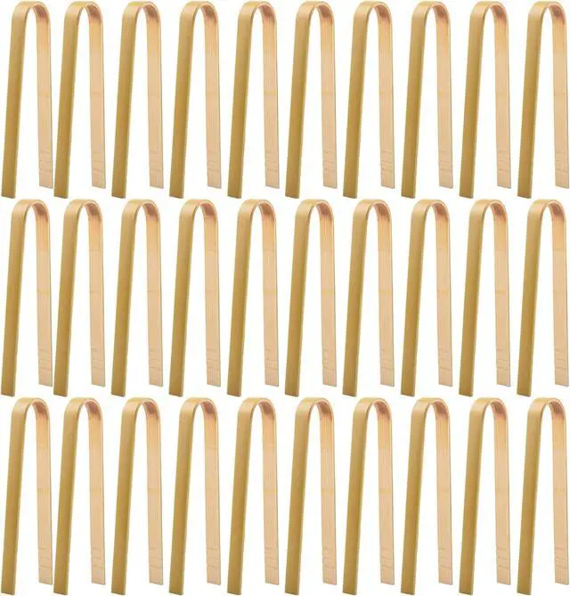 Main image of 30 Pcs Wooden Tongs for Charcuterie - Mini Bamboo Disposable Tongs for Serving Food, Natural Wooden Cooking Toast