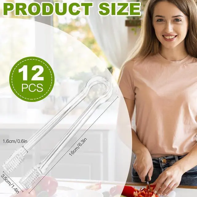 Alt view image 2 of 7 - Ninsula 12 PCS Plastic Serving Tongs, 6.3 Inches Disposable Clear Tongs