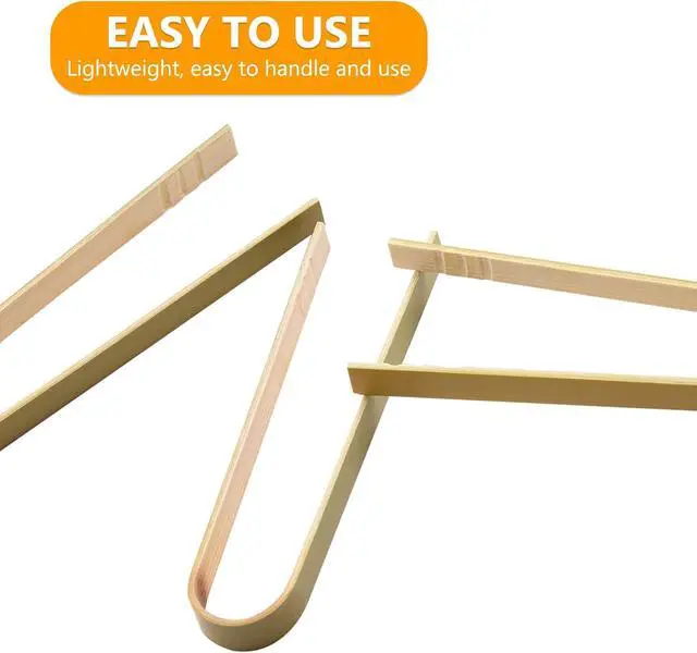 Alt view image 4 of 6 - 30 Pcs Wooden Tongs for Charcuterie - Mini Bamboo Disposable Tongs for Serving Food, Natural Wooden Cooking Toast