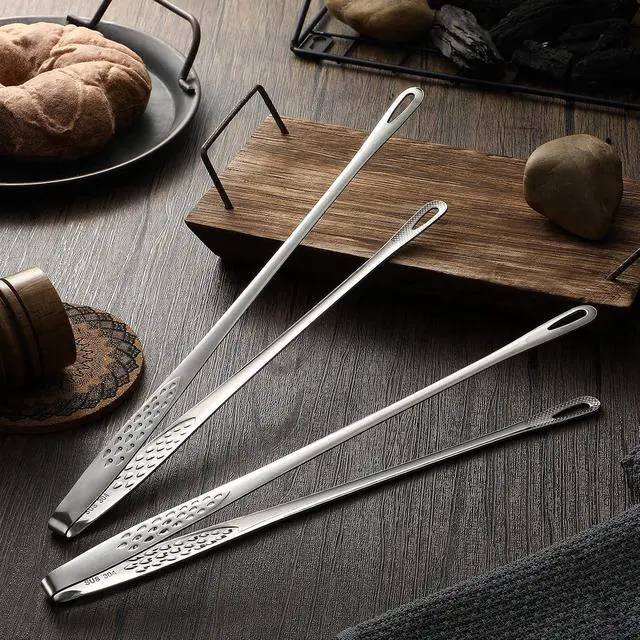 Alt view image 4 of 6 - 3 Pcs 11 Inches Korean BBQ Tongs Stainless Steel Kitchen Tweezers Grill