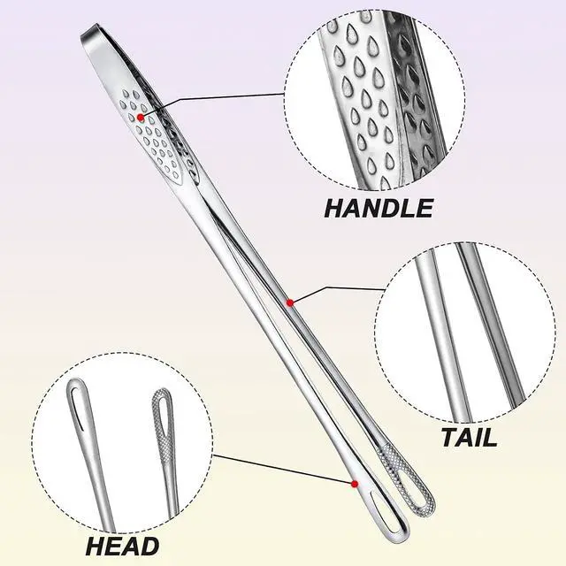 Alt view image 3 of 6 - 3 Pcs 11 Inches Korean BBQ Tongs Stainless Steel Kitchen Tweezers Grill