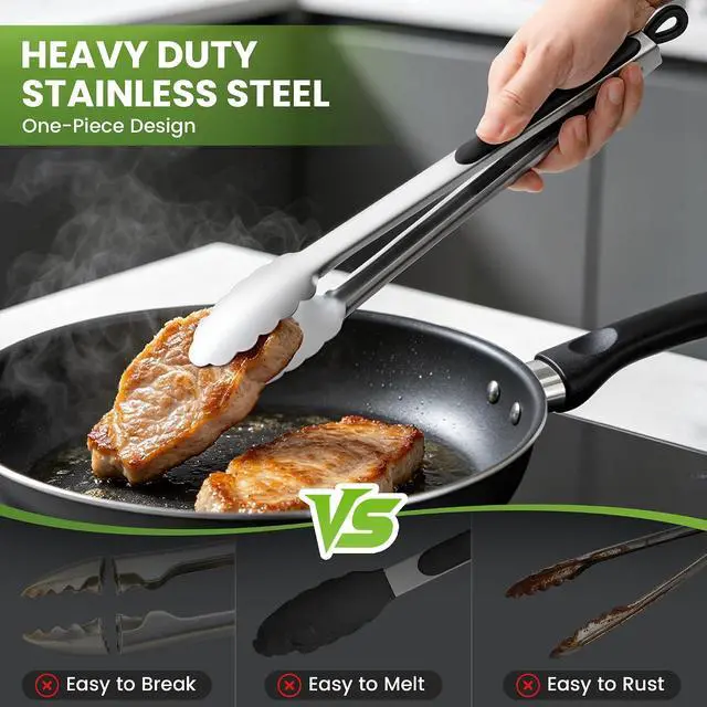 Alt view image 4 of 7 - Grill Tongs, 17 Inch Extra Long Stainless Steel BBQ Tongs (17", 1PC)