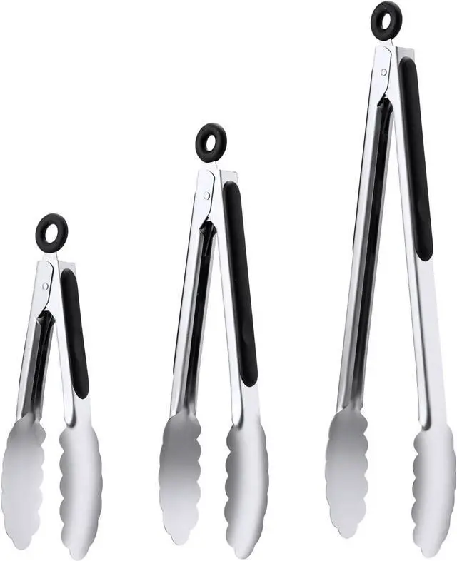 Main image of 7/9/12 Inch Kitchen Tongs Set, Stainless Steel Cooking Tongs (7"+9"+12")