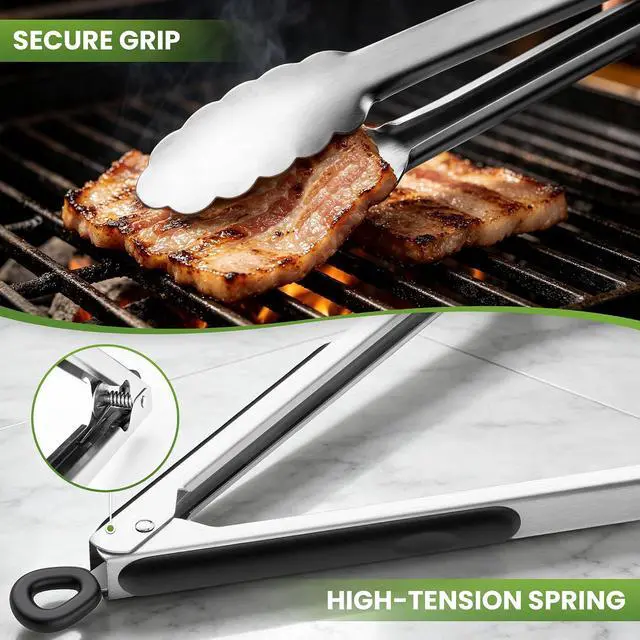 Alt view image 3 of 6 - 7/9/12 Inch Kitchen Tongs Set, Stainless Steel Cooking Tongs (7"+9"+12")
