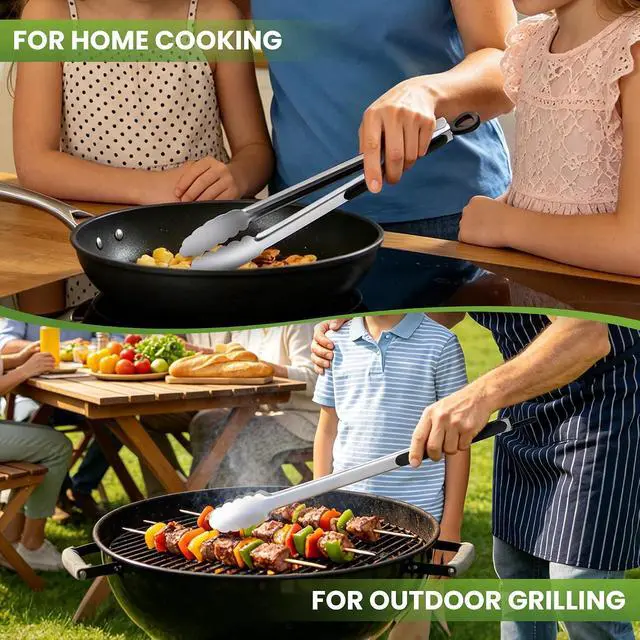 Alt view image 6 of 6 - 7/9/12 Inch Kitchen Tongs Set, Stainless Steel Cooking Tongs (7"+9"+12")
