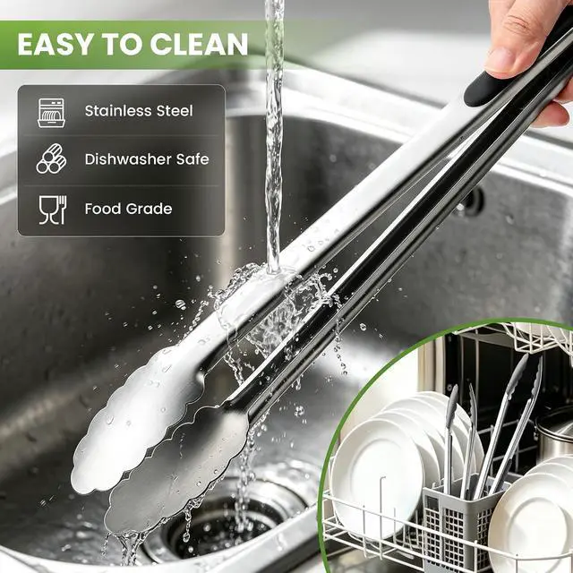 Alt view image 5 of 6 - 7/9/12 Inch Kitchen Tongs Set, Stainless Steel Cooking Tongs (7"+9"+12")