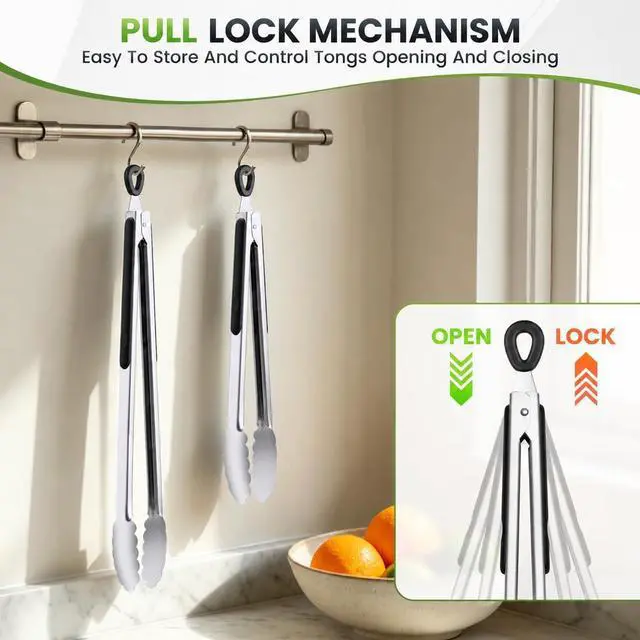 Alt view image 4 of 6 - 7/9/12 Inch Kitchen Tongs Set, Stainless Steel Cooking Tongs (7"+9"+12")