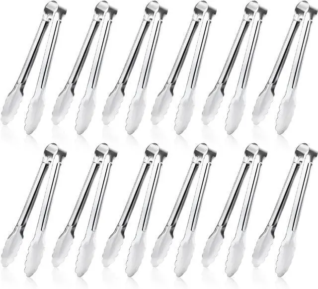 Main image of 12 Pack Small Serving Tongs,XEVOM Stainless Steel Sugar Tongs Mini Appetizers Tongs Mental Kitchen Tongs for Serving Food (5inch)