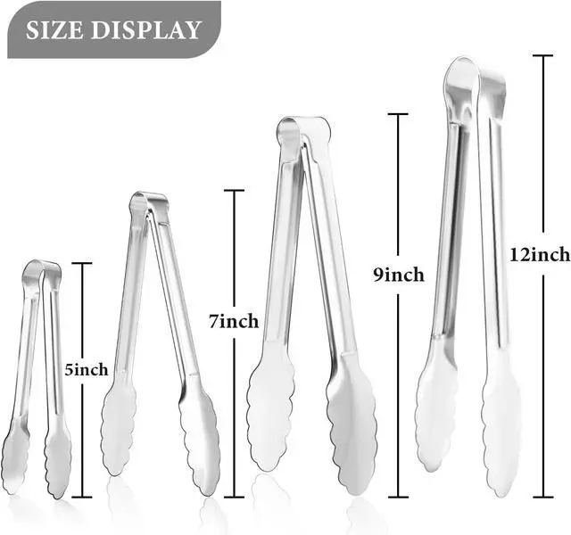 Alt view image 3 of 7 - 12 Pack Small Serving Tongs,XEVOM Stainless Steel Sugar Tongs Mini Appetizers Tongs Mental Kitchen Tongs for Serving Food (5inch)