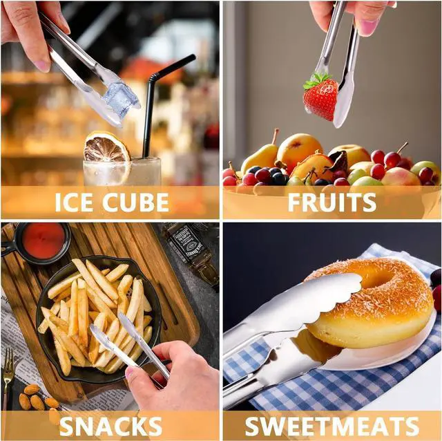 Alt view image 5 of 7 - 12 Pack Small Serving Tongs,XEVOM Stainless Steel Sugar Tongs Mini Appetizers Tongs Mental Kitchen Tongs for Serving Food (5inch)