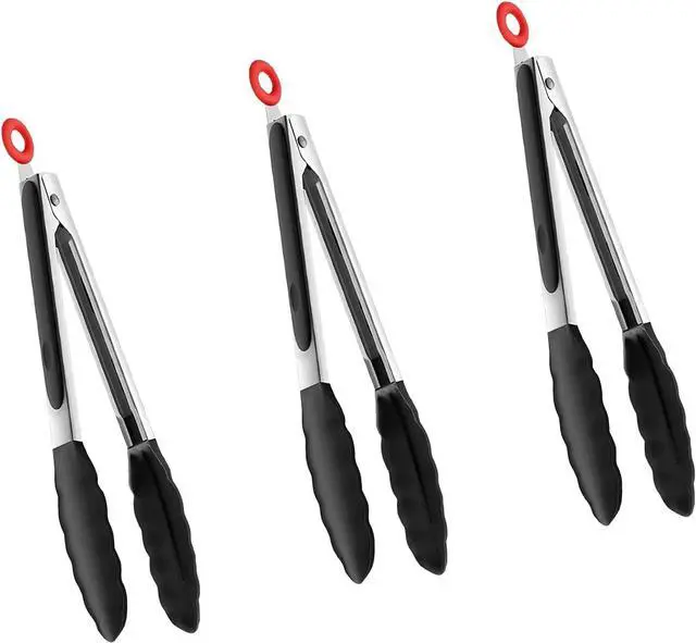 Main image of Tenta Tongs 7 Inch Silicone Mini Tongs (3pcs) for Cooking, Grilling, Turning