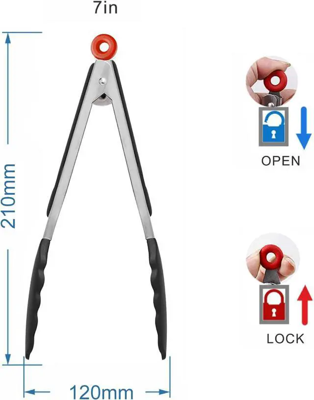 Alt view image 2 of 7 - Tenta Tongs 7 Inch Silicone Mini Tongs (3pcs) for Cooking, Grilling, Turning