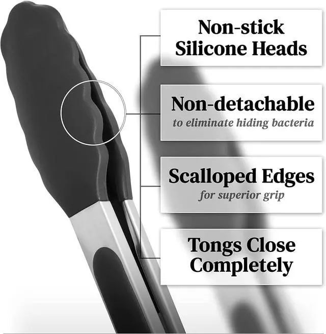 Alt view image 3 of 7 - Tenta Tongs 7 Inch Silicone Mini Tongs (3pcs) for Cooking, Grilling, Turning