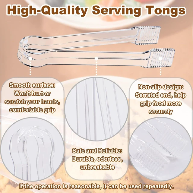 Alt view image 3 of 7 - 10Pcs Clear Plastic Serving Tongs, 6.3 Inches Small Disposable