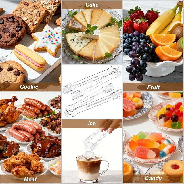 Alt view image 5 of 7 - 10Pcs Clear Plastic Serving Tongs, 6.3 Inches Small Disposable
