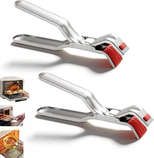 Main image of 2Pcs Stainless Steel Hot Plate Gripper, Heat Insulation Holder