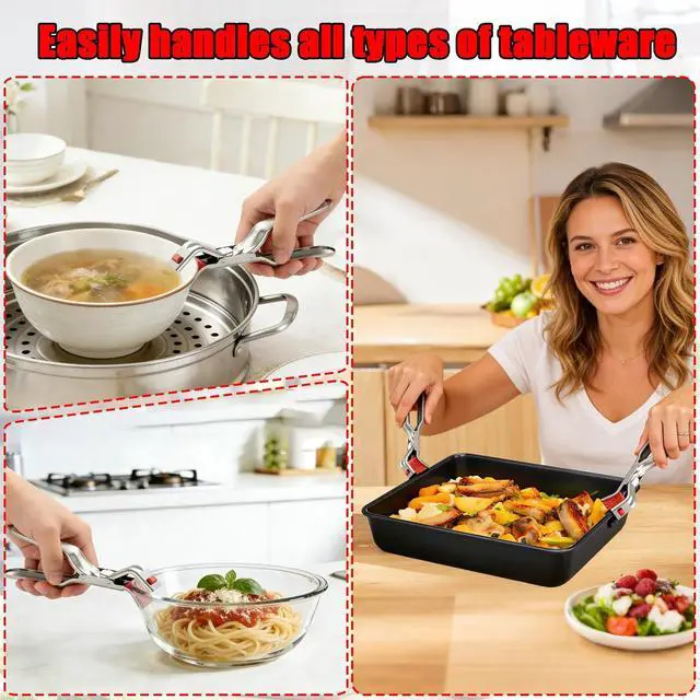 Alt view image 5 of 7 - 2Pcs Stainless Steel Hot Plate Gripper, Heat Insulation Holder