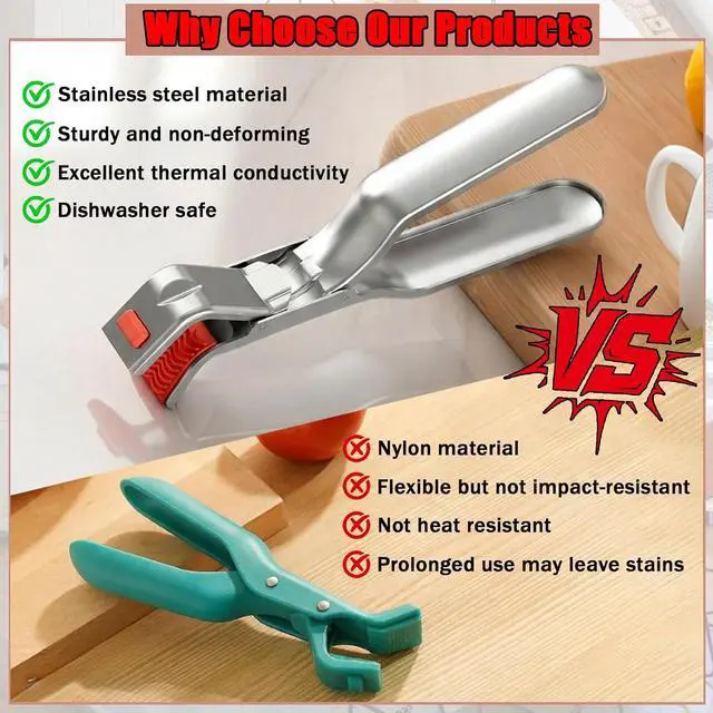 Alt view image 6 of 7 - 2Pcs Stainless Steel Hot Plate Gripper, Heat Insulation Holder