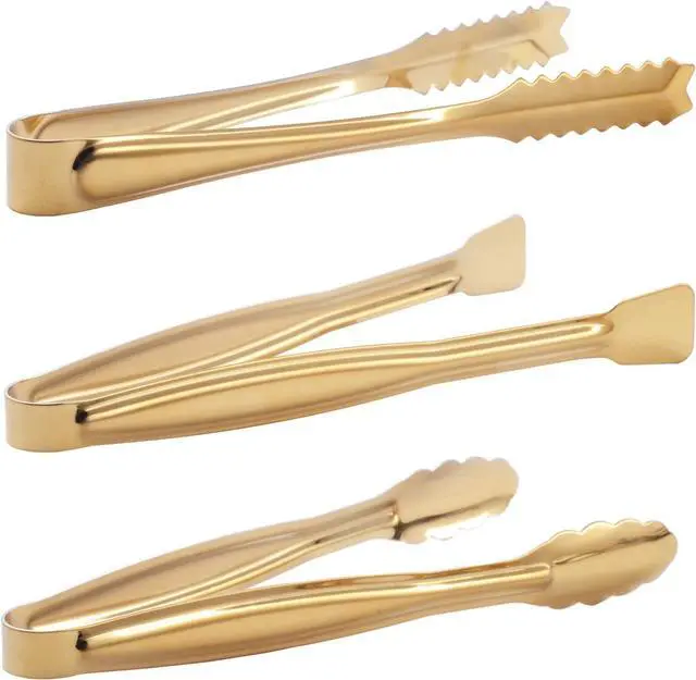 Alt view image 4 of 7 - HINMAY Gold Plated Mini Serving Tongs Set 6-Inch Appetizers Tongs, Set of 6