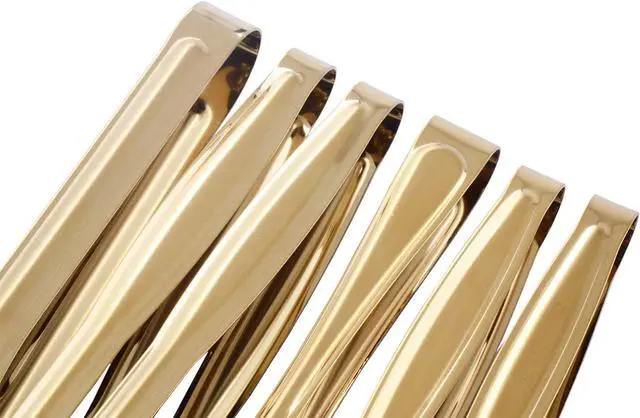 Alt view image 7 of 7 - HINMAY Gold Plated Mini Serving Tongs Set 6-Inch Appetizers Tongs, Set of 6