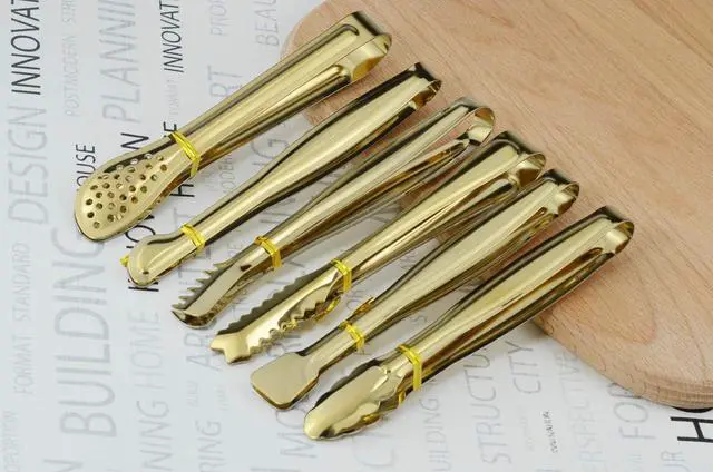 Alt view image 5 of 7 - HINMAY Gold Plated Mini Serving Tongs Set 6-Inch Appetizers Tongs, Set of 6