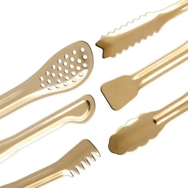 Alt view image 6 of 7 - HINMAY Gold Plated Mini Serving Tongs Set 6-Inch Appetizers Tongs, Set of 6