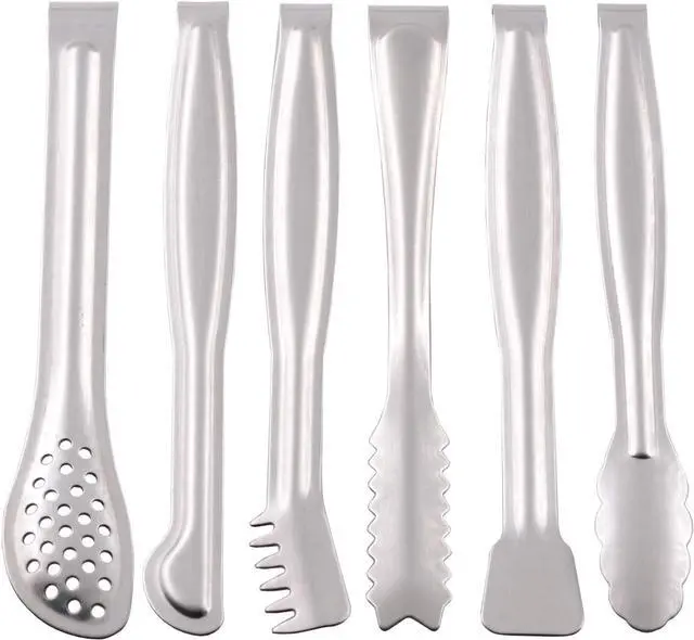 Main image of HINMAY Small Serving Tongs Set 6" Stainless Steel Mini Tongs, Set of 6