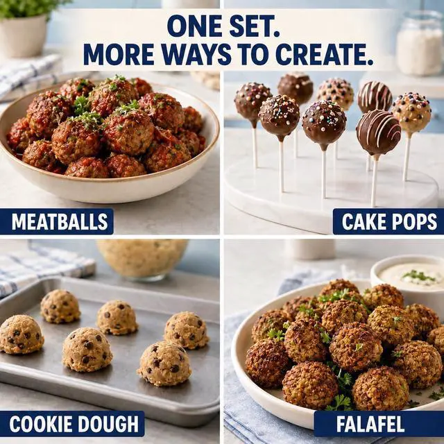 Alt view image 6 of 7 - Meat Baller Tongs 2-Pack Food Grade Stainless Steel Meatball Maker Set (1.38 & 1.89) with Non-Slip Handles for Meatballs, Cake Pops & Cookies