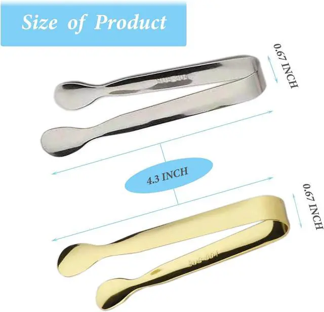 Alt view image 2 of 7 - 6PCS Ice Tongs Mini Sugar Tongs 4.25Inch Tong for Serving Food Small Serving Tong, Kitchen Tong for Appetizers,Tea Party, Coffee Bar, Desserts by Sunenlyst (Silver and Gold)