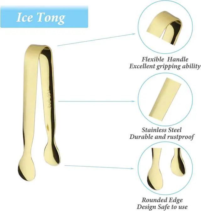 Alt view image 3 of 7 - 6PCS Ice Tongs Mini Sugar Tongs 4.25Inch Tong for Serving Food Small Serving Tong, Kitchen Tong for Appetizers,Tea Party, Coffee Bar, Desserts by Sunenlyst (Silver and Gold)