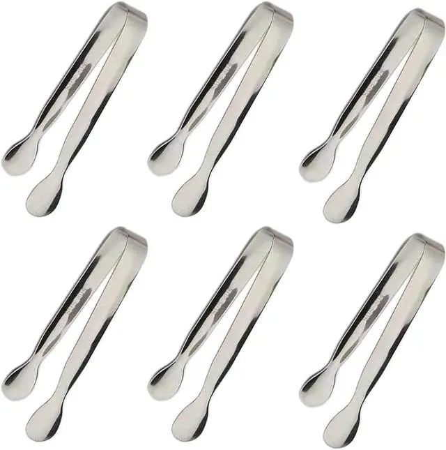 Main image of 6PCS Ice Tongs Mini Sugar Tongs 4.25Inch Stainless Steel Kitchen Utensils Set,Small Serving Tong and Tiny Kitchen Tong for Appetizers,Tea Party, Coffee Bar, Desserts by Sunenlyst (Silver)