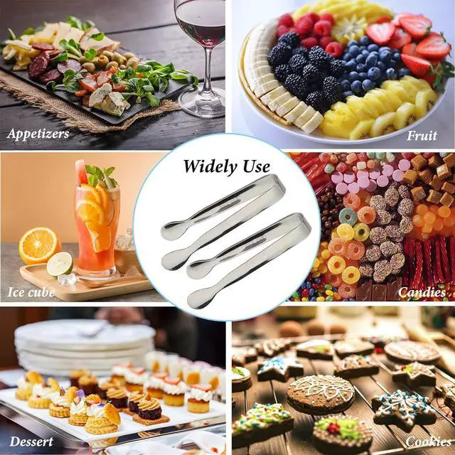 Alt view image 7 of 7 - 6PCS Ice Tongs Mini Sugar Tongs 4.25Inch Stainless Steel Kitchen Utensils Set,Small Serving Tong and Tiny Kitchen Tong for Appetizers,Tea Party, Coffee Bar, Desserts by Sunenlyst (Silver)