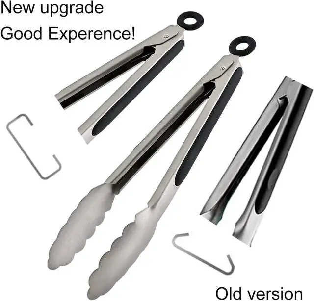 Alt view image 4 of 7 - TENTA TENTA KITCHEN 9" Stainless Steel Kitchen Tongs, Locking Metal Food Tongs Non-Slip Grip (Set of 3)