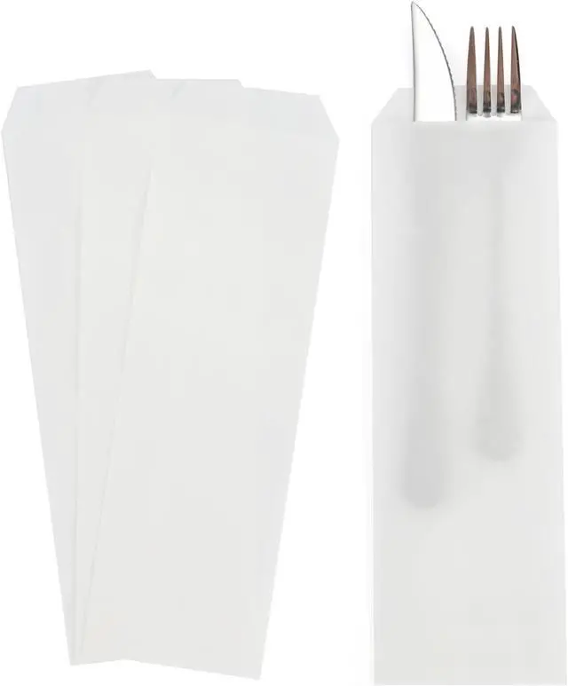 Main image of Volanic 100PCS 3X10 Inch Semi-Transparent Glassine Waxed Paper Bags for Kitchen Cutlery Chopsticks Utensils Holder Wedding Party Tableware Silverware Flatware