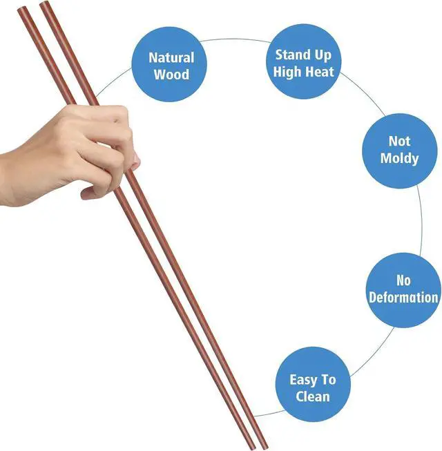 Alt view image 2 of 7 - GLAMFIELDS 16.5 Inches Wooden Cooking Chopsticks Reusable for Noodles Frying Hotpot Extra Long Kitchen Chop Sticks Brown 2 Pairs