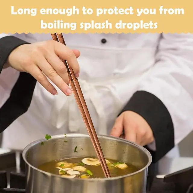 Alt view image 4 of 7 - 16.5 Inches Cooking Chopsticks, 2 Pairs Wooden Long Chop Sticks Reusable for Noodles Frying Hotpot, Japanese Extra Long Anti-Slip Chopsticks