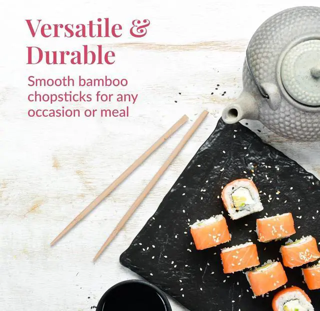 Alt view image 2 of 6 - Prestee 50 Pairs Disposable Wooden Chopsticks - Individually Wrapped for Hygiene - 8-Inch Wood Chopstick - Utensils for Sushi, Noodles, and Takeout - Smooth, Splinter-Proof Design