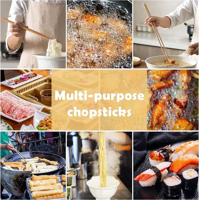 Alt view image 6 of 7 - 16.5 Inches Cooking Chopsticks, 2 Pairs Wooden Long Chop Sticks Reusable for Noodles Frying Hotpot, Japanese Extra Long Anti-Slip Chopsticks