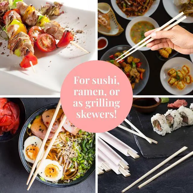 Alt view image 6 of 6 - Prestee 50 Pairs Disposable Wooden Chopsticks - Individually Wrapped for Hygiene - 8-Inch Wood Chopstick - Utensils for Sushi, Noodles, and Takeout - Smooth, Splinter-Proof Design