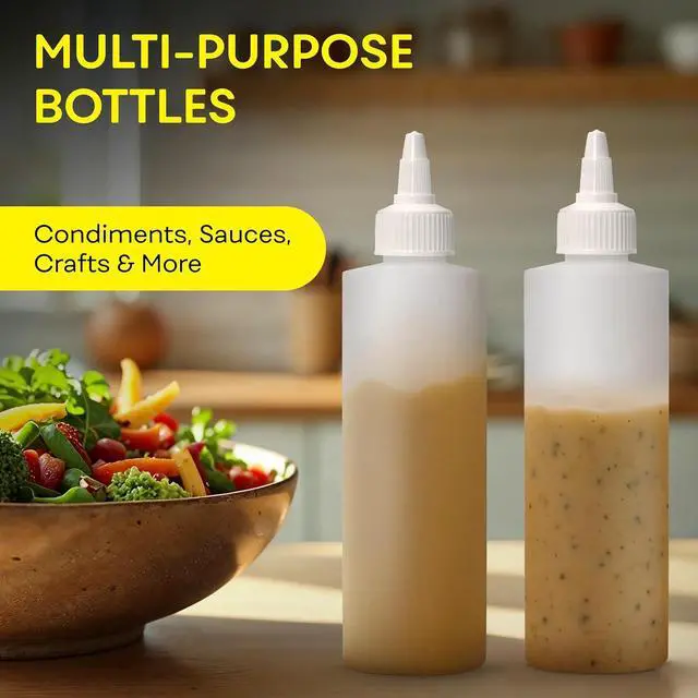 Alt view image 4 of 7 - BRIGHTFROM Condiment Squeeze Bottles, 8 OZ Empty Squirt Bottle with Twist Top Cap, Leak Proof - Great for Ketchup, Mustard, Syrup, Sauces, Dressing, Oil, Arts and Crafts, BPA FREE Plastic - 2 PACK