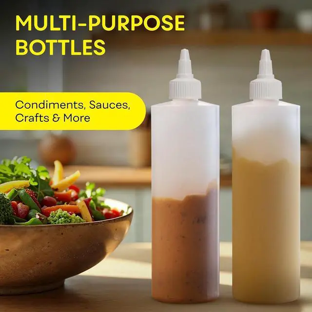 Alt view image 4 of 7 - BRIGHTFROM Condiment Squeeze Bottles, 16 OZ Empty Squirt Bottle with Twist Top Cap, Leak Proof - Great for Ketchup, Mustard, Syrup, Sauces, Dressing, Oil, Arts and Crafts, BPA FREE Plastic - 2 PACK