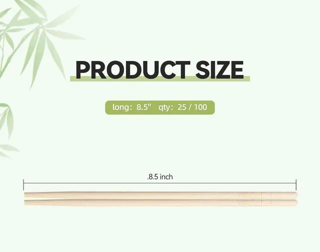 Alt view image 6 of 7 - 8.5 Inch X 25 Pairs Disposable Chopsticks,Simplea and Minimalistic Design,More Size Choices 7"/8.5"/9.5"/12"