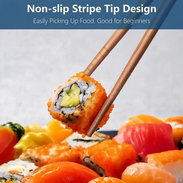 Alt view image 4 of 7 - Antner 5 Pairs Bamboo Chopsticks Reusable Chop Sticks Japanese Style Bamboo Chopstick with Black Box Lightweight 8.8 Inch/22.5cm Non-Slip Chopsticks Gift Set