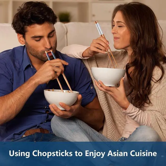 Alt view image 5 of 7 - Antner 5 Pairs Bamboo Chopsticks Reusable Chop Sticks Japanese Style Bamboo Chopstick with Black Box Lightweight 8.8 Inch/22.5cm Non-Slip Chopsticks Gift Set