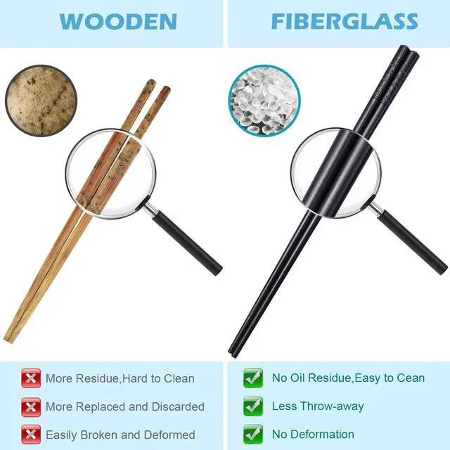 Alt view image 4 of 7 - GLAMFIELDS 5 Pairs Premium Chopsticks Reusable Dishwasher Safe 9.5 Inch Fiberglass Chop Sticks Gift Set Non Slip Lightweight Cherry Blossom Pattern
