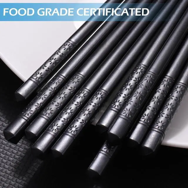Alt view image 5 of 7 - GLAMFIELDS 5 Pairs Premium Chopsticks Reusable Dishwasher Safe 9.5 Inch Fiberglass Chop Sticks Gift Set Non Slip Lightweight Cherry Blossom Pattern