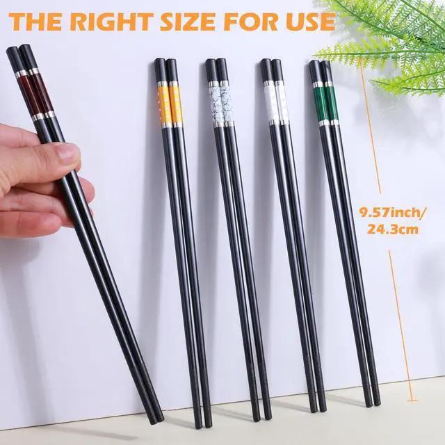 Alt view image 2 of 7 - GLAMFIELDS 5 Pairs Premium Chopsticks Reusable Dishwasher Safe 9.5 Inch Fiberglass Chop Sticks Gift Set Non Slip Multi Color