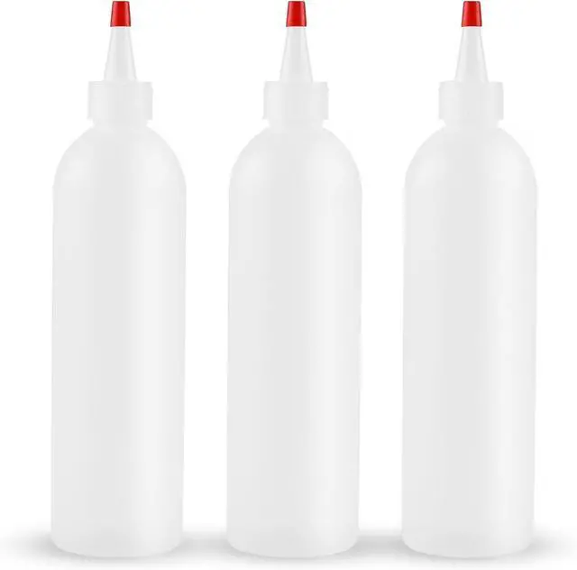 Main image of Ninsula 3Pcs Squeeze Bottles, 12 Oz Plastic Condiment Squeeze Bottles with Red Twist Top Cap, Empty Squeeze Bottles for Sauces, Ketchup, Mustard, Syrup, Oil, Dressings, Travel, Lab and Crafts
