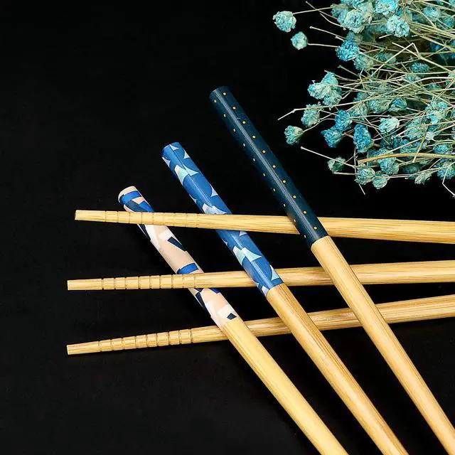 Alt view image 4 of 7 - 5 Pairs Japanese Natural Bamboo Chopsticks with Unique Pattern Dishwasher Safe, Reusable Non-Slip Chopstick Gift Set for Asian Dishes Sushi Rice Noodles, Nicely Boxed Chinese Chop Sticks Functional